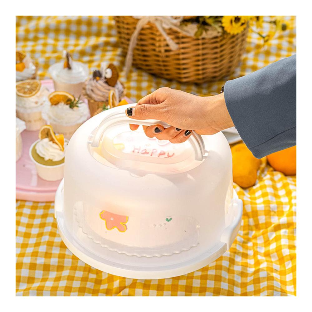 Luftdichter Kuchenbehälter für unterwegs – Plastik Tortenbox mit Griff & Deckel – Großer Lebensmitteltransport für Kuchen Kekse & mehr – 30x26x18cm