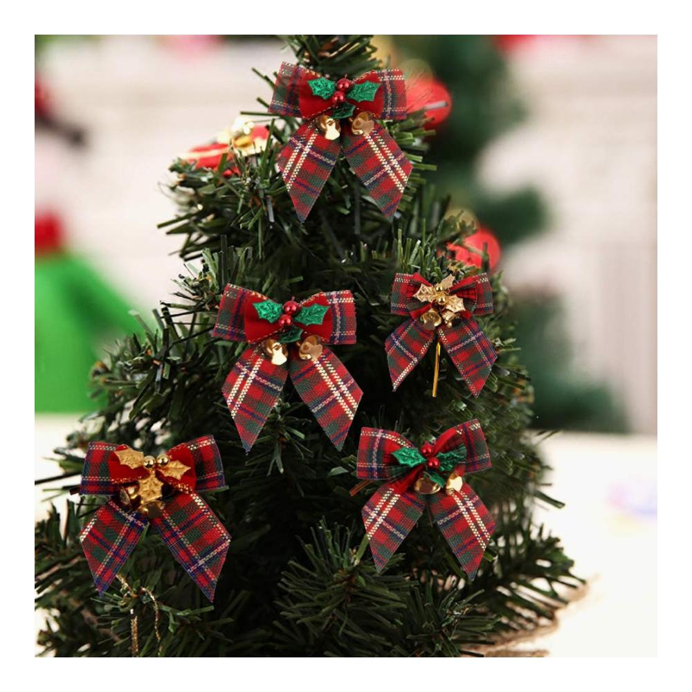 8 Stück Weihnachtsbaum Ornamente Christbaumschmuck Schleifen Schleifen Weihnachten Weihnachtsschleifen Golden Blätter - Exquisite Weihnachtsschleifen & Bänder für festliche Akzente | Perfekt zum Verschönern von Geschenken & Dek