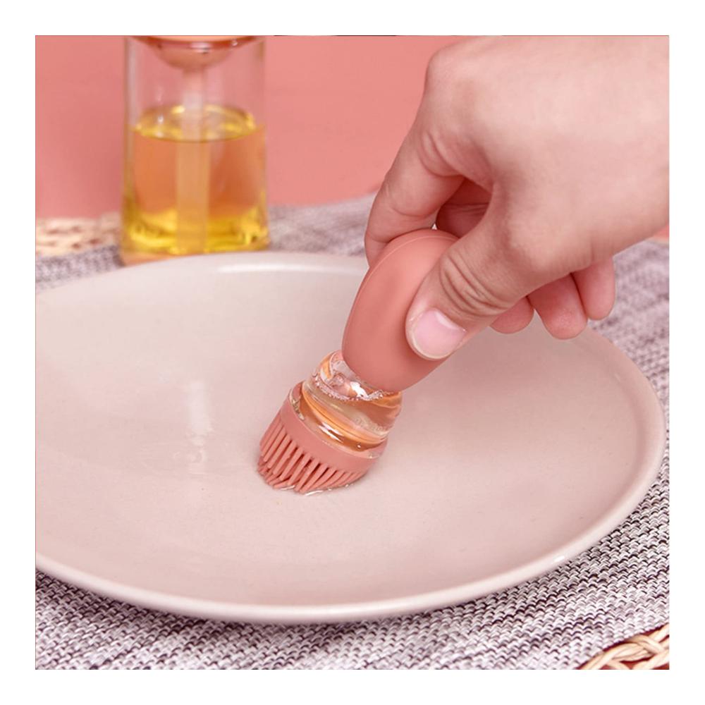 Flaschenkörbe & -träger oushebck Ölflasche mit Pinsel Silikon PP Sieb & PE Saugschlauch Borosilikatglas Skala - Ideal für Speiseöl Olivenöl Salat BBQ Pasta Grillen