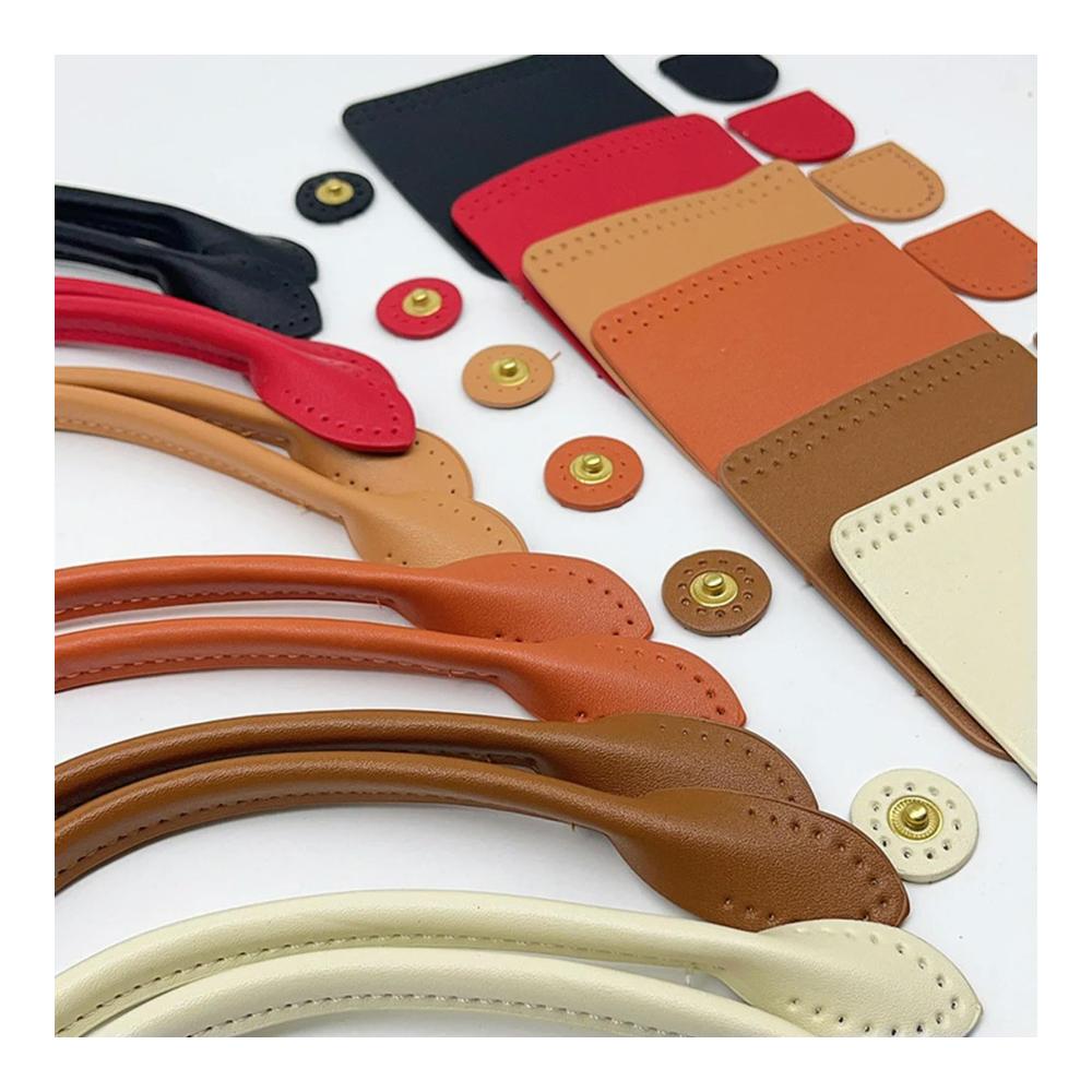 Handgefertigtes Taschenherstellungsset - 8-teiliges Taschenzubehör mit gewebten Mustern weichen PU-Taschengriffen Boden Knopf für Knödel - Ideal für handgemachte Beige Handtaschen. Entdecken Sie die Kunst der individuellen Taschenkreation