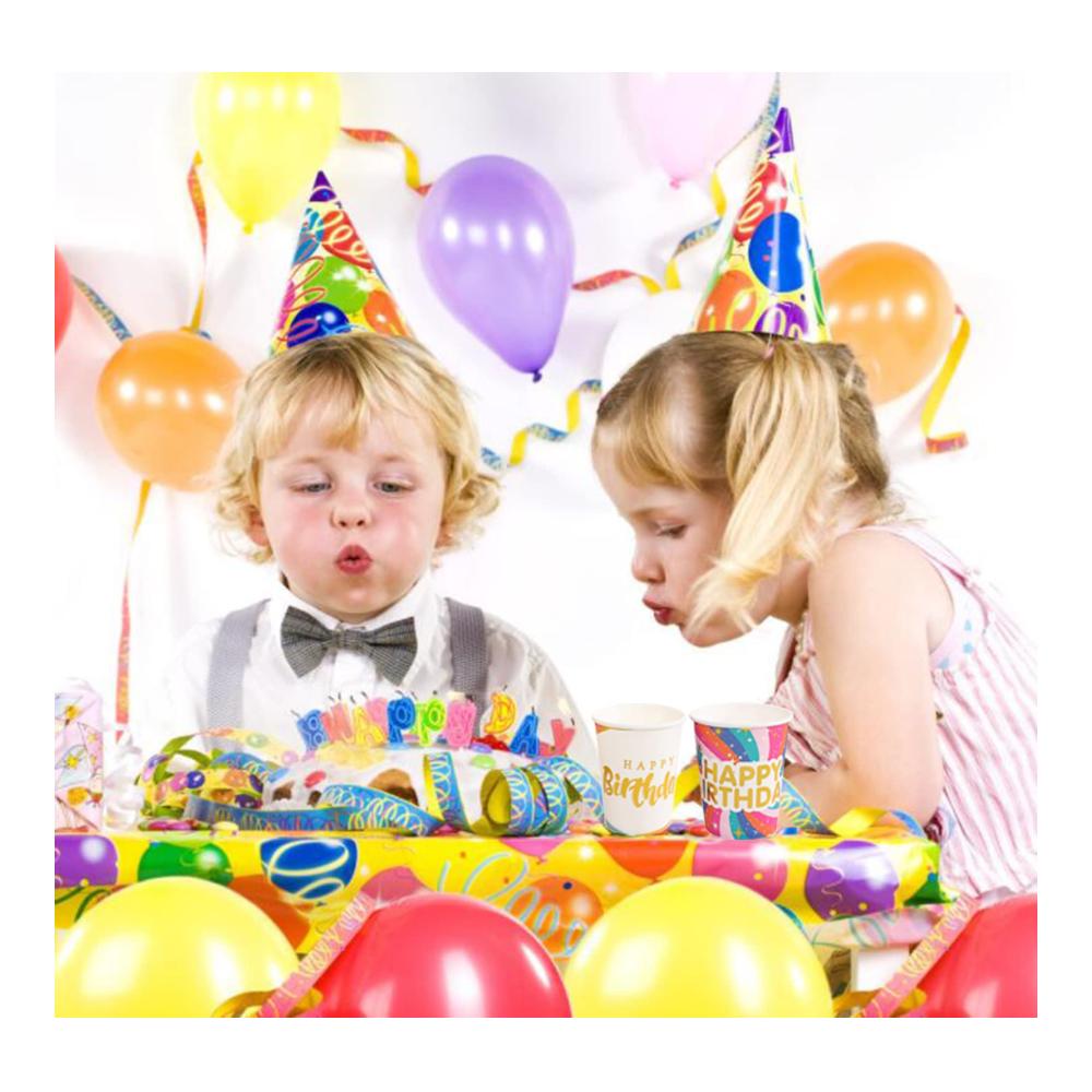 Entdecken Sie den Glanz der Feierlichkeiten! 100x Bunte Einweg Pappbecher - Stilvoll bedruckt mit HAPPY BIRTHDAY! Ideal für Partys Kaffee Tee und mehr. Umweltfreundlich 250ml/9oz Kapazität