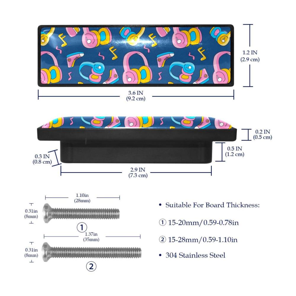 Hochwertige Dekorative Hardware 4 Funky Headphone Knäufe für Kommoden Schubladen & Schränke - 91 cm - Henkel & Griffe - Ideale Ergänzung für Küchen- und Kleiderschränke