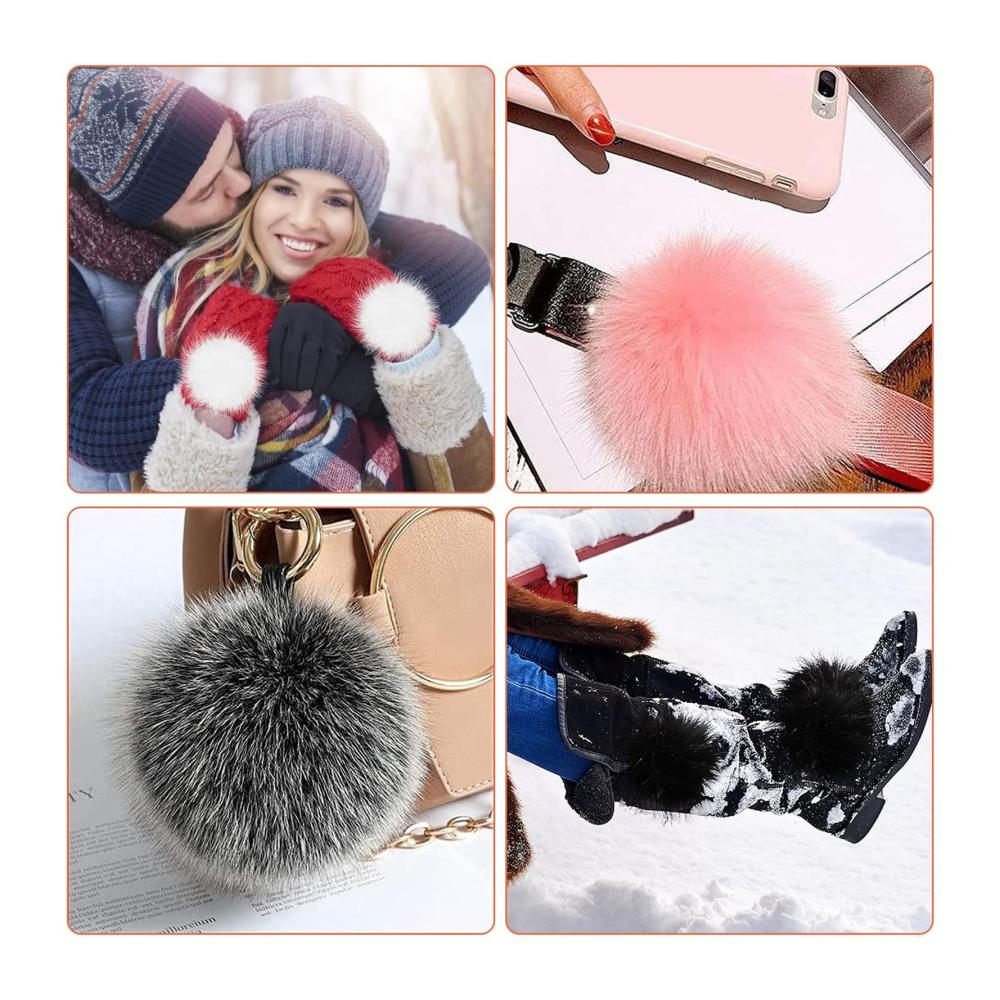 Strick- & Häkelzubehör 16er Set Kunstfell Bommel mit Druckknopf - 8CM/10CM/12CM/14CM - Vielseitige Fellbommel für Mützen Hüte Schuhe Schals Taschen & Schlüsselanhänger - Hochwertige Accessoires