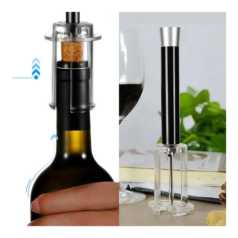 Entdecken Sie den ultimativen Weinöffner Manueller Luftdruck-Flaschenöffner mit Zubehör-Set für Weinliebhaber – Korkenzieher Weinzubehör-Geschenkset (2er Pack schwarz