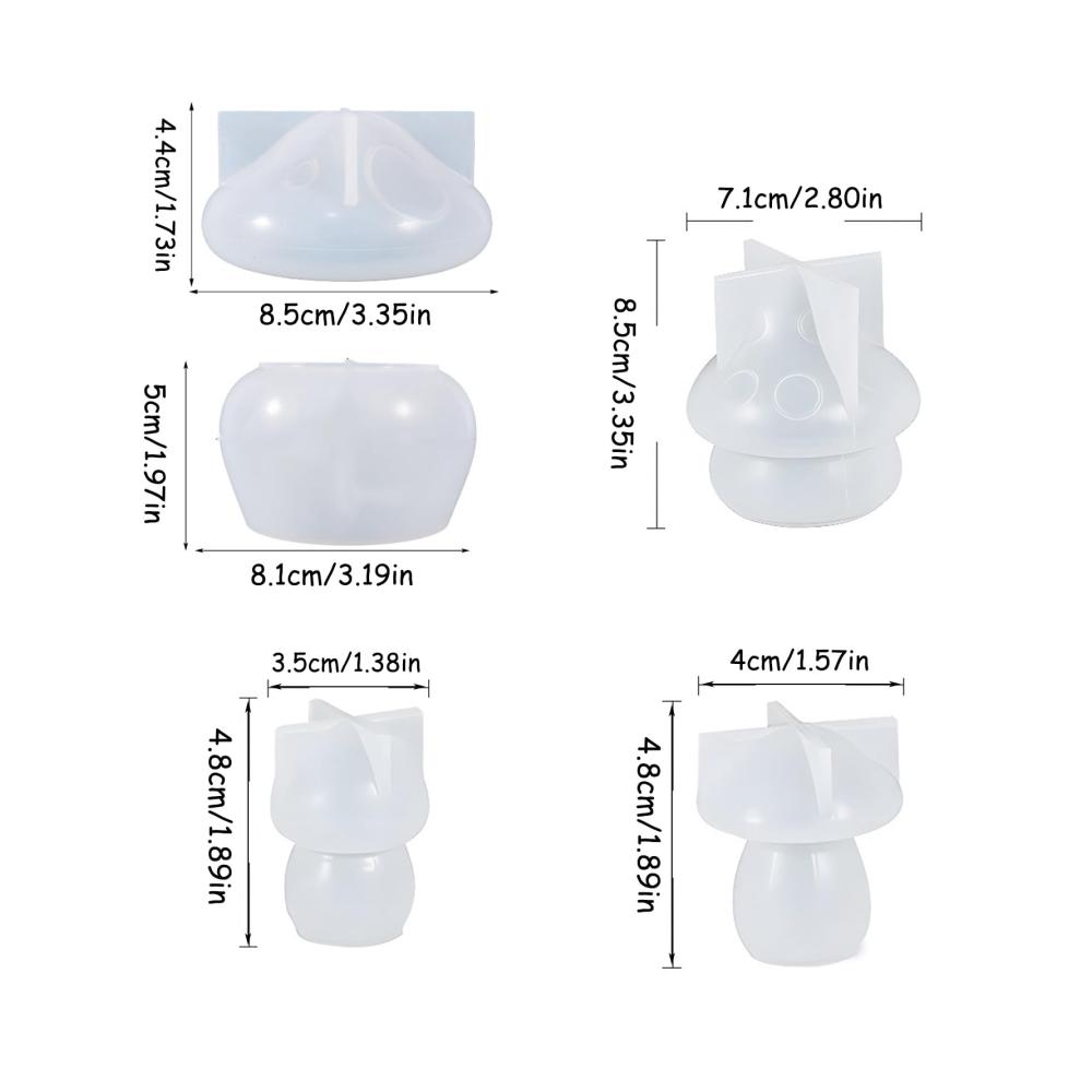 Erstellen Sie entzückende DIY-Kunst! 4er-Set Pilz-Epoxidharzformen für Schmuckboxen Süßigkeitengläser und mehr. Niedliche Silikonformen zum Modellieren & Gießen von einzigartigen Pilzdekorationen. Perfekt für DIY-Schmuckkästchen