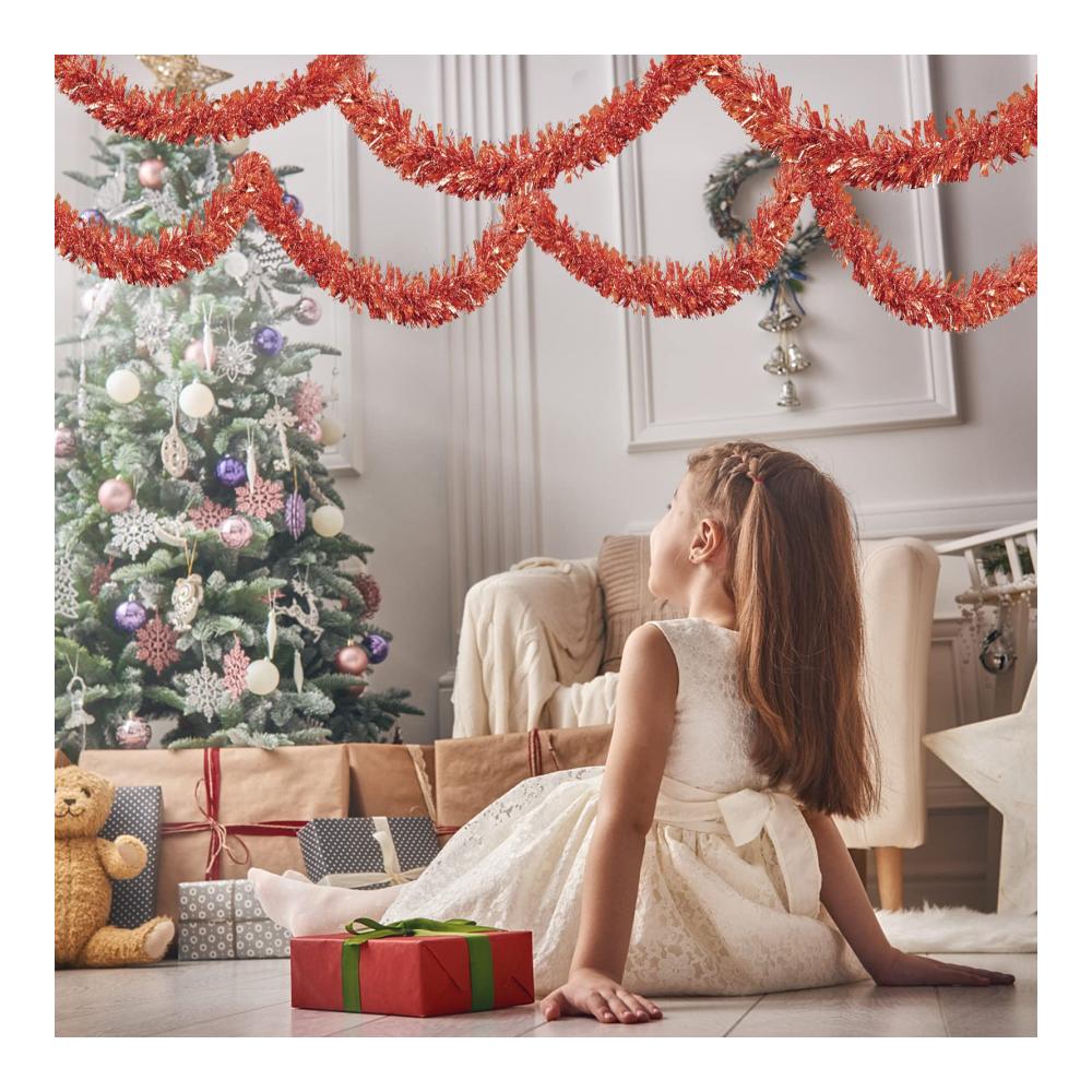 Verschönern Sie Ihr Fest mit unserer 12M Metallisch Glänzenden Weihnachtsbaum Girlande – Elegante Roségold Girlande für Innen- und Außendeko. Perfekte Hängedeko für Ihre Weihnachtsfeier