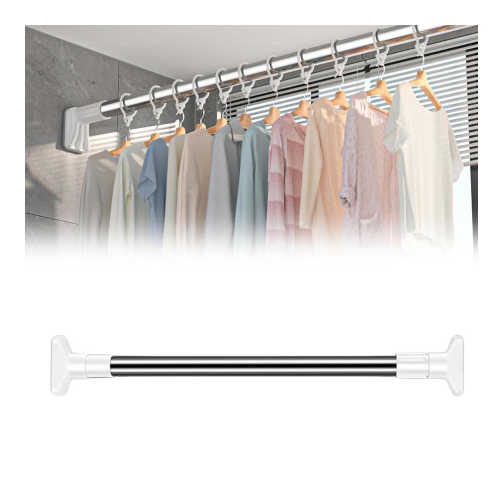 Edelstahl Teleskop Kleiderstange | Verstellbare Stange für Boxen & Kästen | Multifunktional & Bohrfrei | Wohnaccessoires & Deko | Ø 25mm 50-80cm