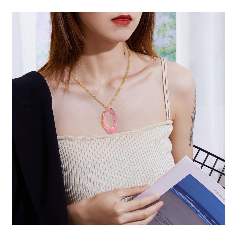 Edler Druzy Achat Harz Schmuckanhänger - Handgefertigter Charm-Anhänger für Eleganz und Stil - Perfekt für DIY-Schmuckprojekte und Geschenke - Einzigartige Accessoires für jede Gelegenheit