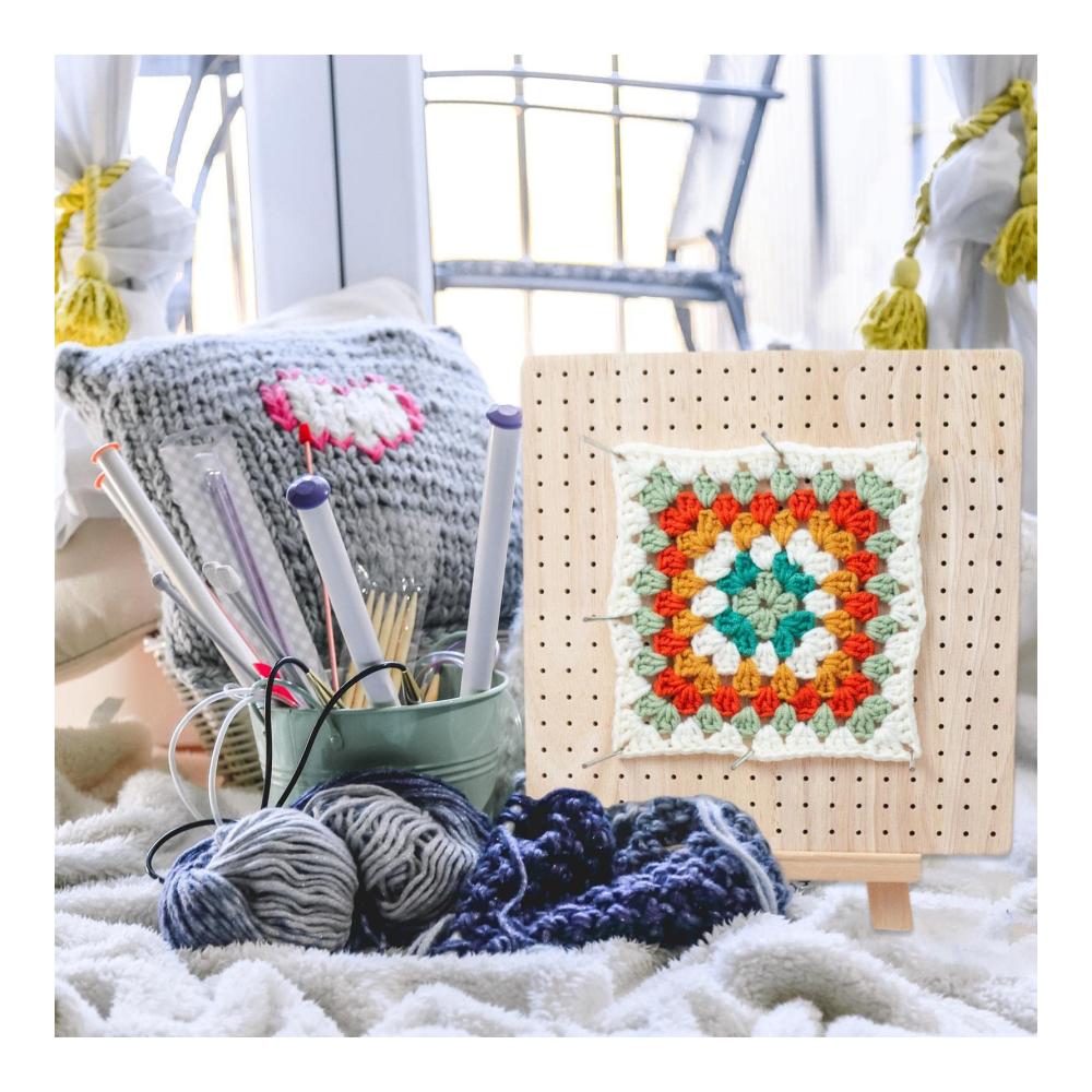 Nähsets Holz Sperrbrett für Granny Square | Strickbrett mit 324 Löchern | Häkelbrett für Großmütter Mütter & Freunde | Perfektes