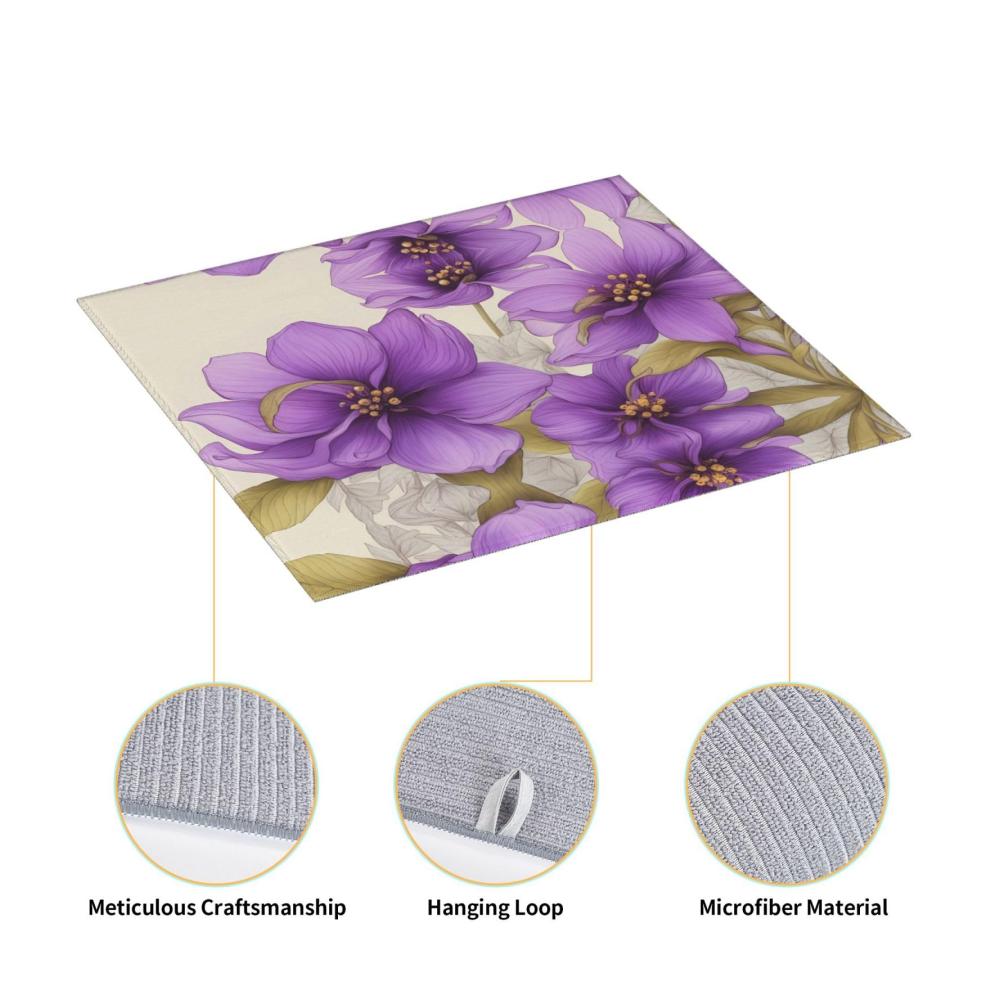 Lila Blumen Bild Küche Arbeitsplatte Matte Saugfähig wasserabsorbierend hängend 457 x 406 cm - Ideale Matten zum Geschirrtrocknen
