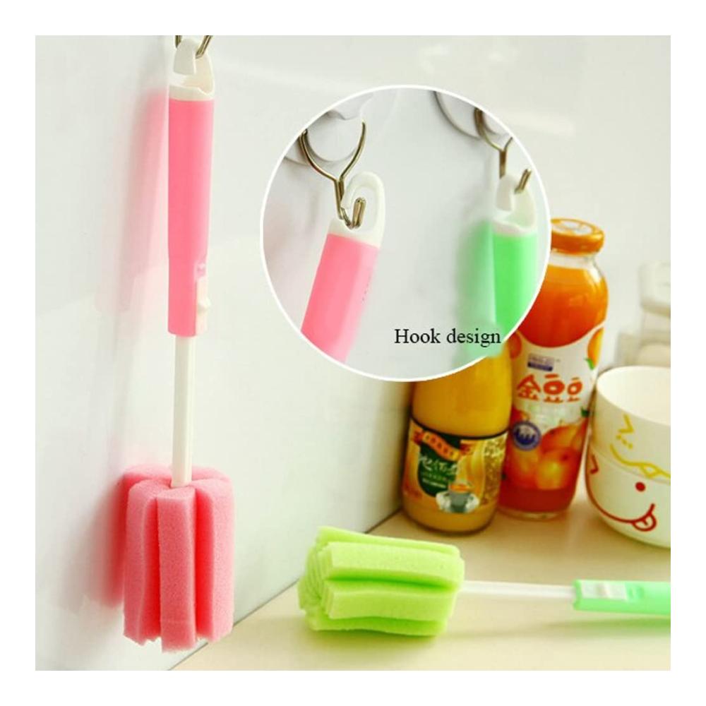 6er Set Flaschenbürsten mit langem einstellbarem Griff | Ideal für Babyflaschen Tassen Weingläser Kessel | Vielseitige Farbmischung