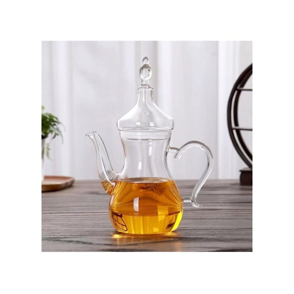 Hochwertige 1000ml Borosilikatglas Teekanne | Kaltwasser-Krug mit filterresistentem Wasserkocher | Blumenmotiv | Perfekt für Tee-Liebhaber und stilvolles Servieren