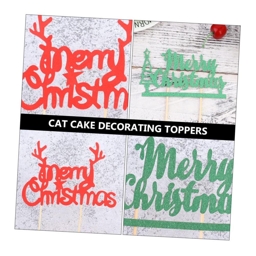 Entzückende Weihnachtskuchendekoration! 20 Stück Tortendekorationssets mit Einsteckkarten Kuchenspießen Dessertaufsätzen und Papiergeweihen - Perfekt für festliche Kreationen