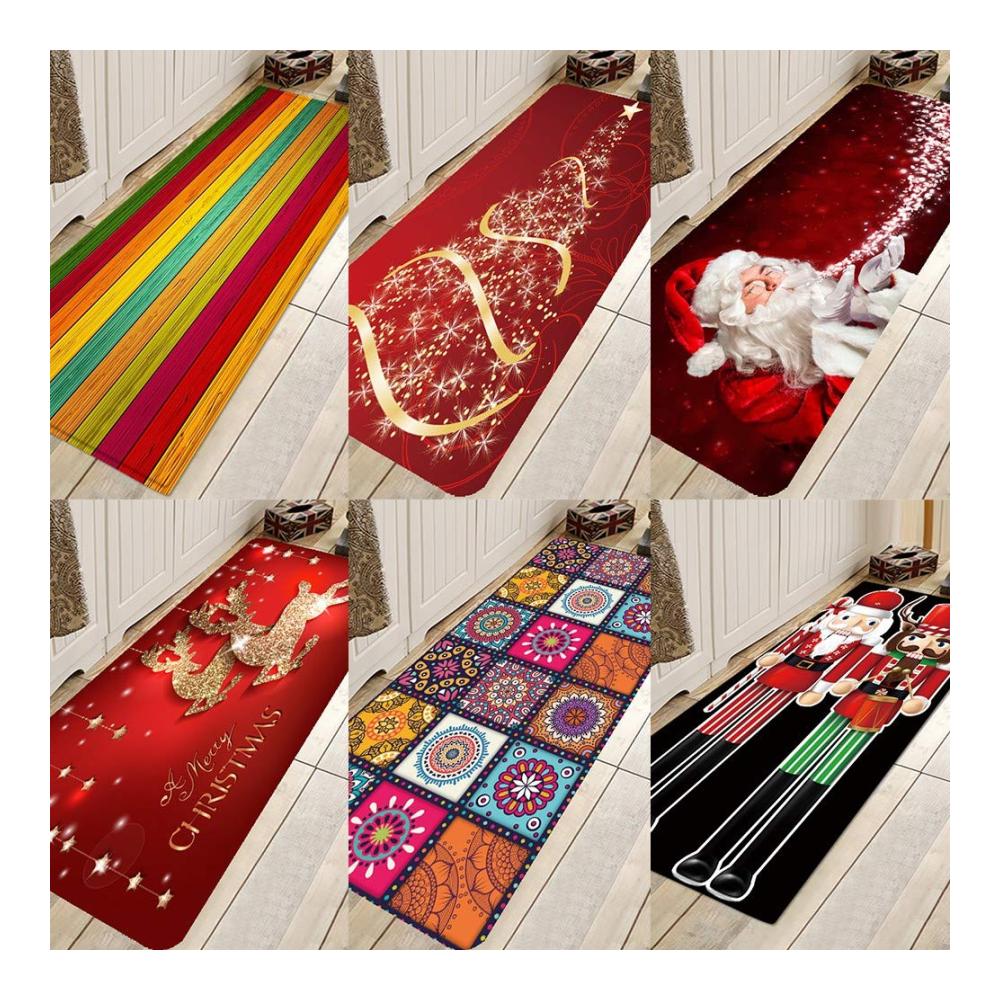 3D Weihnachtsdruck Teppich | Rutschfeste Bodenmatte für Wohnzimmer Küche & Bad | Dekorative Teppiche Gegend | Dämm- & Schutzmatten | 60x180cm
