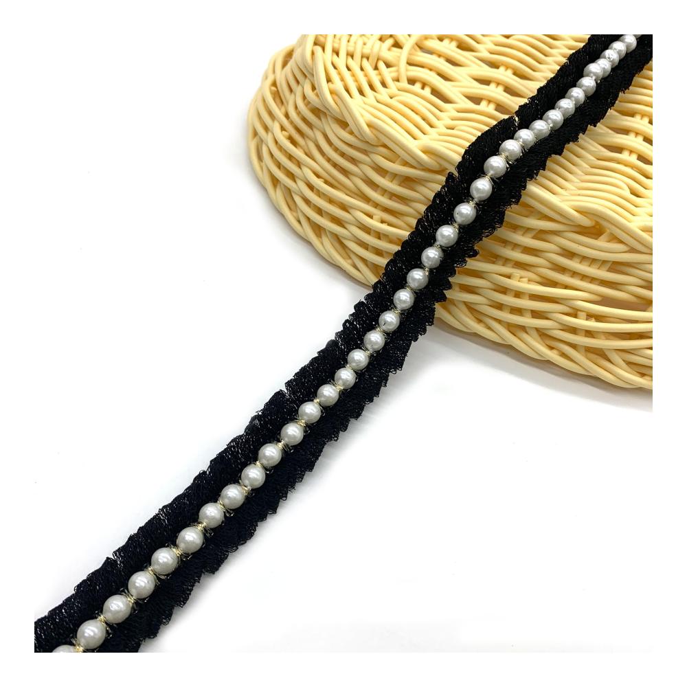 Entdecken Sie Eleganz Exquisites DHER Perlenband Spitzenband - 45 Meter mit duftendem Windnetz Perlen-Häkelband Perlspitze Gurtband für DIY Rockdekoration Kragen und Manschetten. Verleihen Sie Ihrem Stil mit 2 cm breitem Perlenband in Schwarz eine einzig