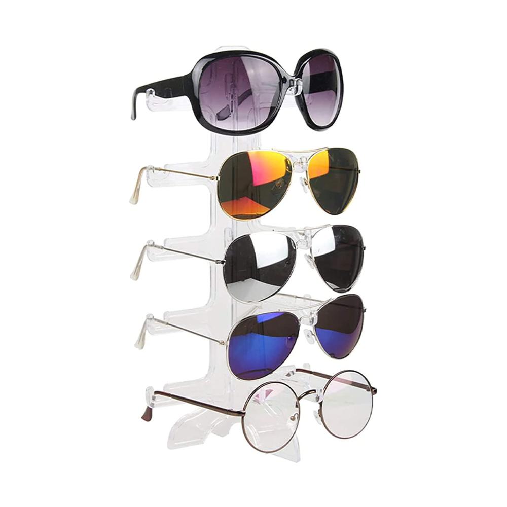 Organisieren Sie stilvoll Ihre Brillensammlung! Hakenständer zum Aufhängen - Sonnenbrille Display für 5 Brillen - Transparenter Brillenhalter aus Kunststoff - Praktisch für Aufbewahrung und Präsentation - 2 Stück Brillenständer - Kompakt 16*16*31