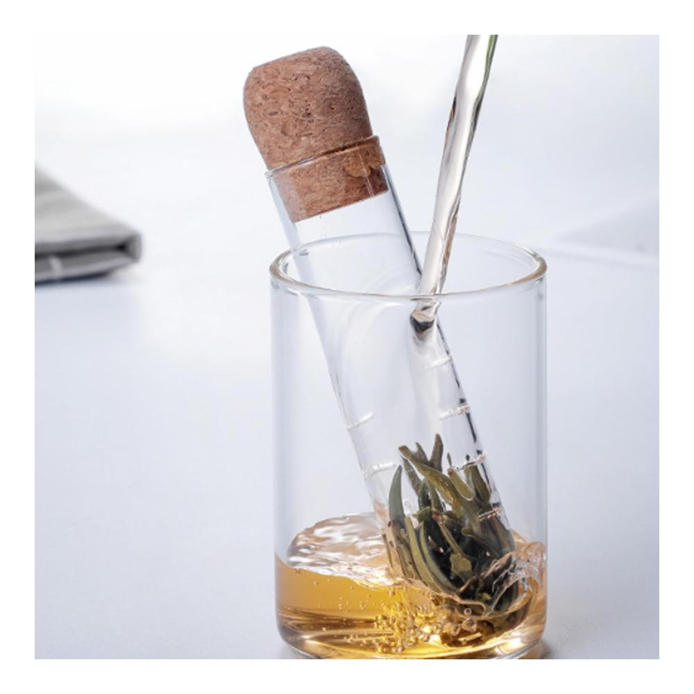 Hochwertiges Glas-Tee-Ei mit Korkgriff | 3-teiliges Teefilter-Set | 152 cm lang | Wiederverwendbarer Tee-Diffusor für losen Tee | Ideales Trinkgeschirr für Tassen und Te