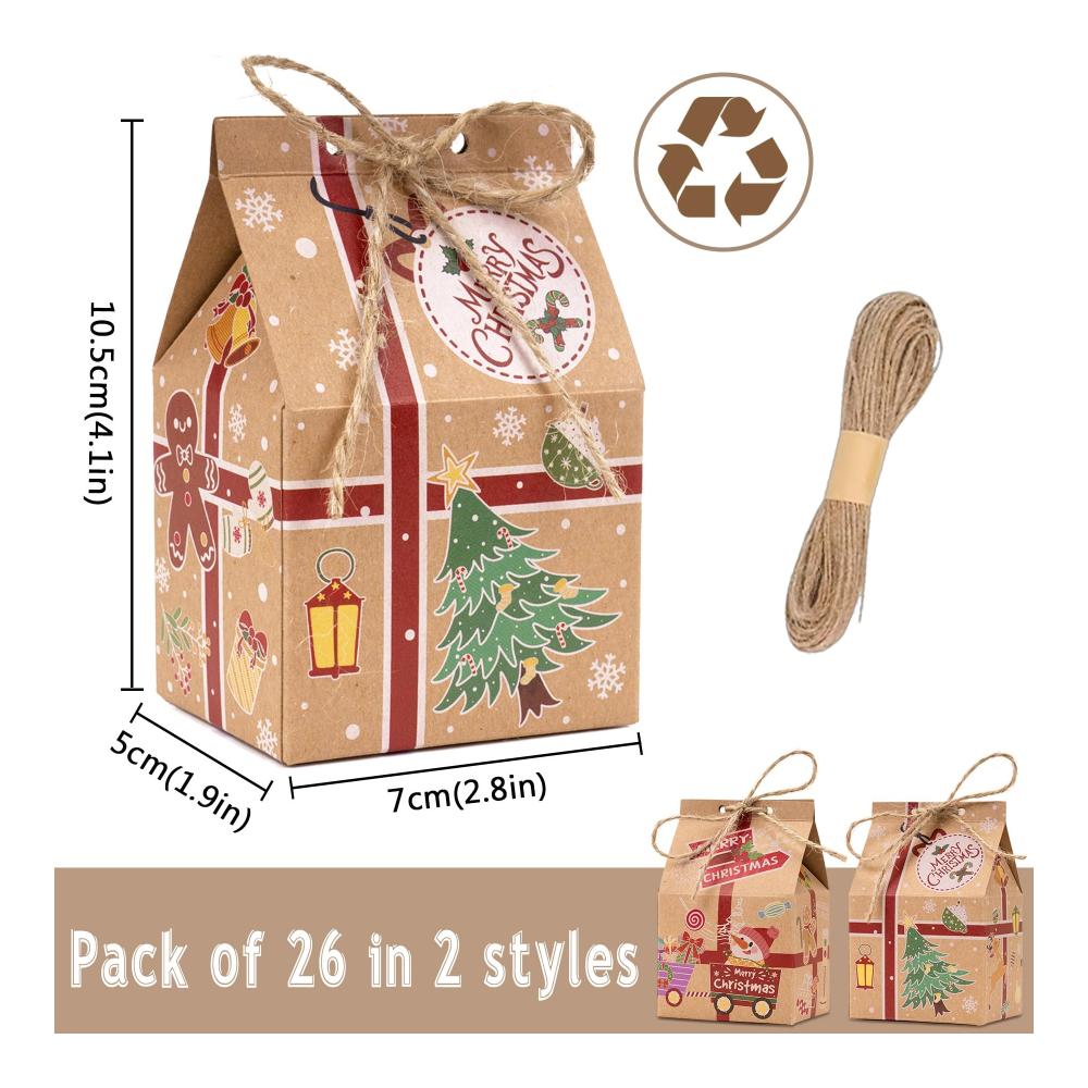 Weihnachtliche Keksdosen für Süßigkeiten & Gebäck 26-teiliges Set - Niedliche Lebensmittelaufbewahrungsgeschenkboxen mit Weihnachtsmotiven - Ideal für Bonbons Kekse Popcorn - 165x145x4cm