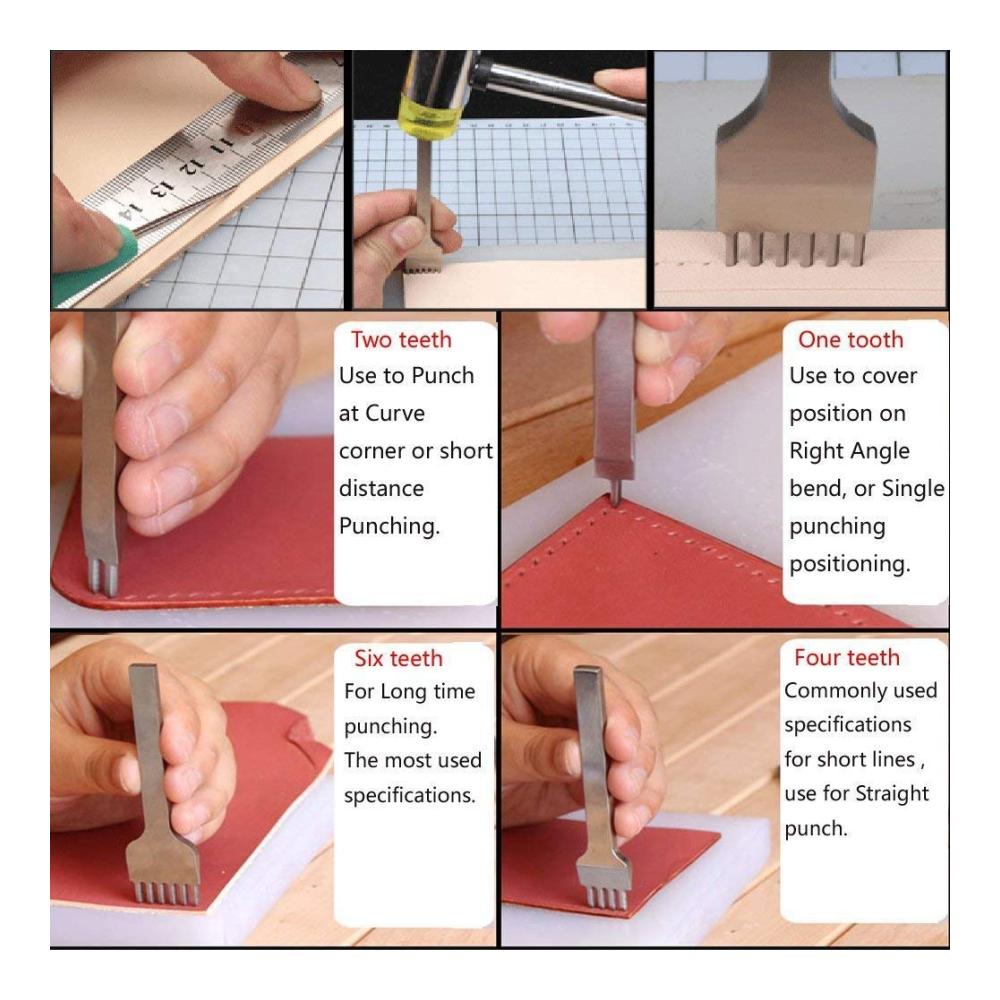 Hochwertige Leder-Bastelschere mit 4 mm Diamantlöchern für präzises Stanzen | Ideal für Nähprojekte Lederhandwerk und mehr | Inklusive 1/2/4/6 Stiften