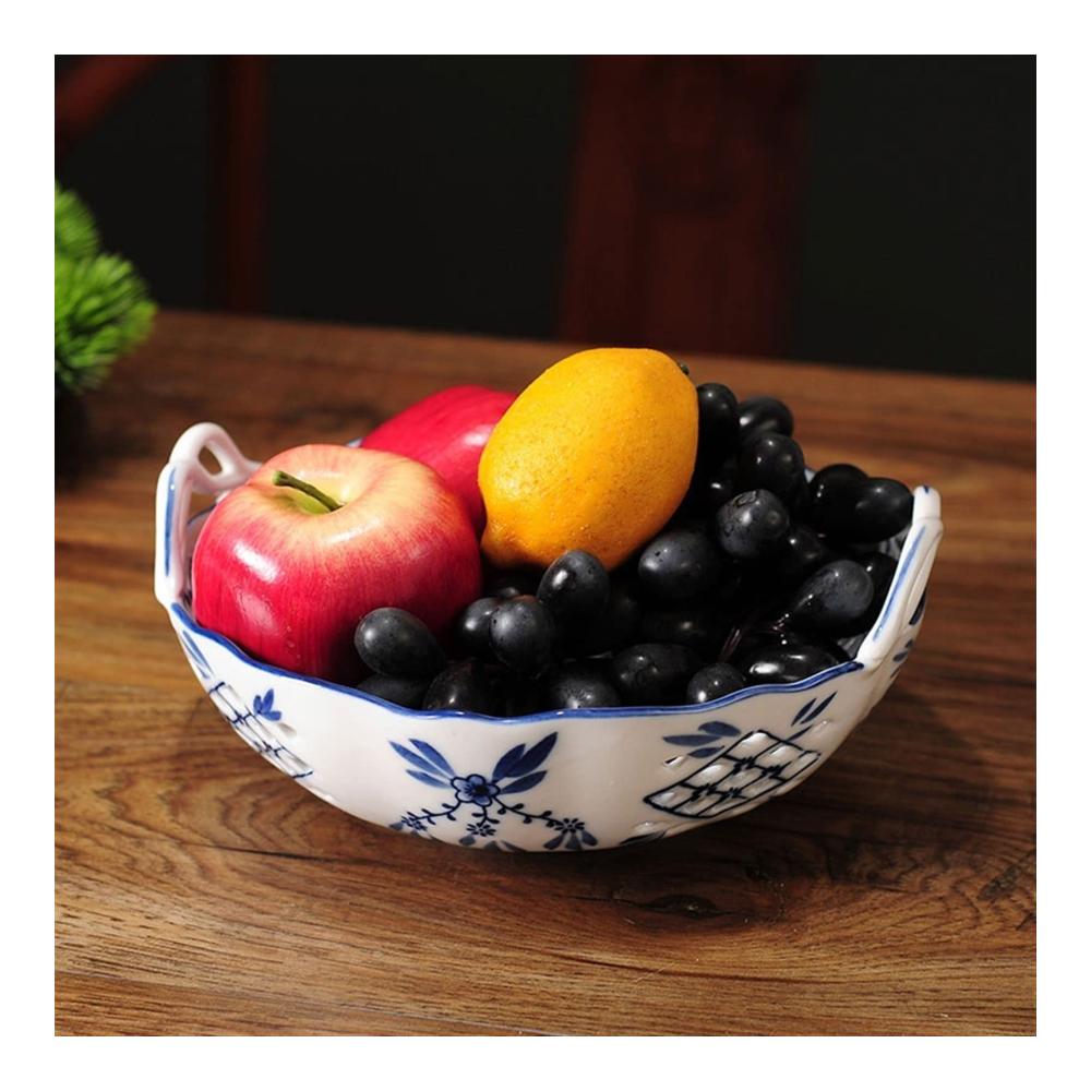 Moderne Keramik Obstschale | Runde Süßigkeitenschale für Küche und Wohnzimmer | Stilvolle Deko für Esszimmer und Desktop | Hohle Porzellan Obstschale (Color