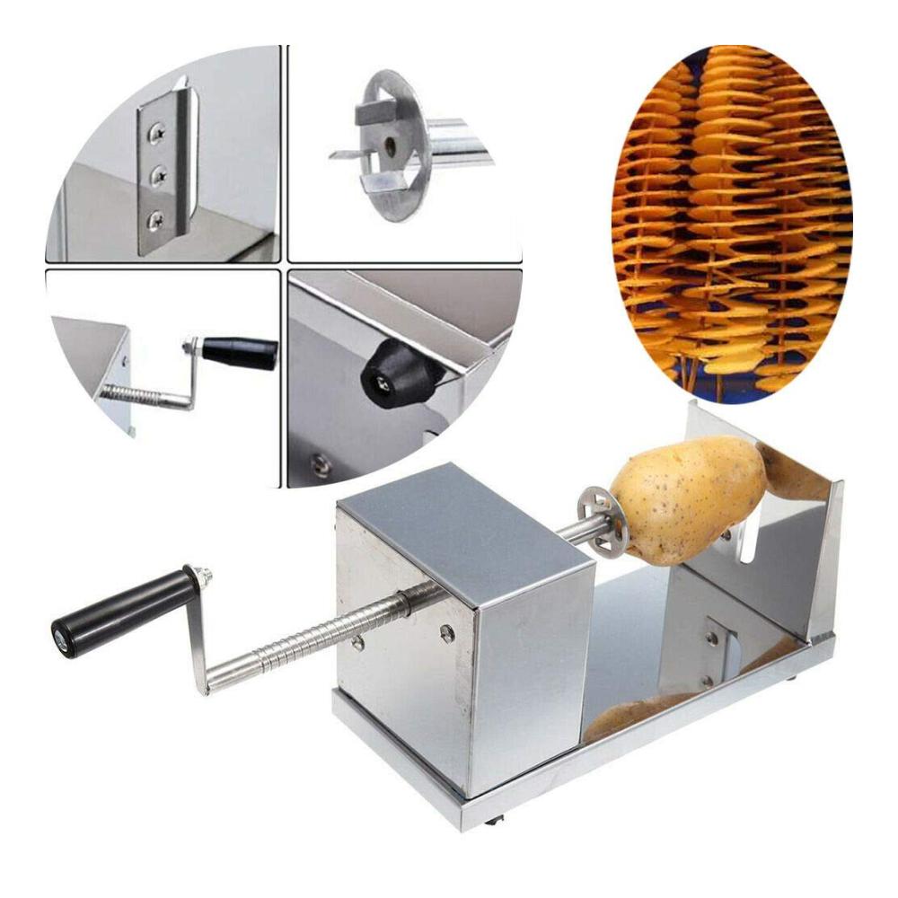 Spiralschneider Edelstahl - Perfekt für Kartoffeln Obst & Gemüse - Manueller Kartoffelschneider mit Kurbel und rutschfesten Gummifüßen - Ideales Küchenhelfer & Kochzubehör für Tornado Chips und mehr