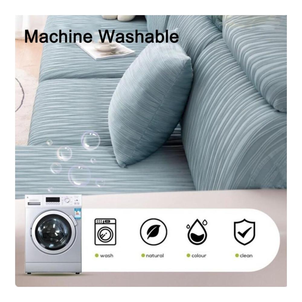 Eisseide Sofaüberwurf Kühlendes Gefühl | Stretch & wasserdicht | Rutschfeste Couch-Kissenbezüge | Universeller elastischer Bezug | Blau | Größe Sitzbezug (L
