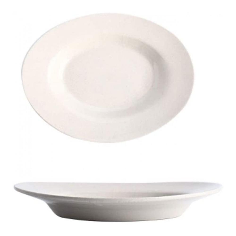 Exquisite ovale Suppenteller - Premium Keramik für Japanische Küche - Tiefe Teller für Pasta und mehr - Weißes Geschirrset für den Haushalt