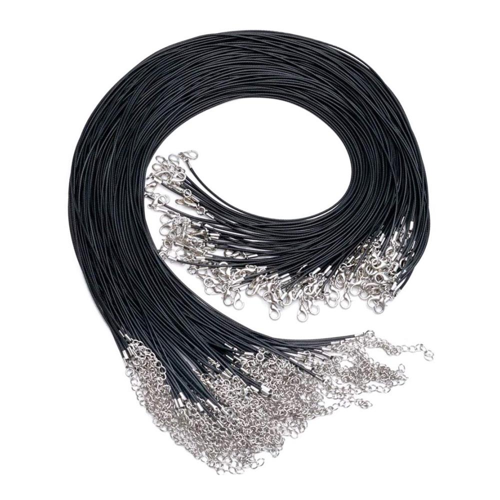 Entfesseln Sie Ihre Kreativität 120 schwarze gewachste Schnüre & Fäden mit Karabinerverschluss - Großpackung für Armbänder Halsketten & Schmuckherstellungszubehör (50 Stück 8 cm lang 15 mm breit). Perfekt für DIY-Projekte
