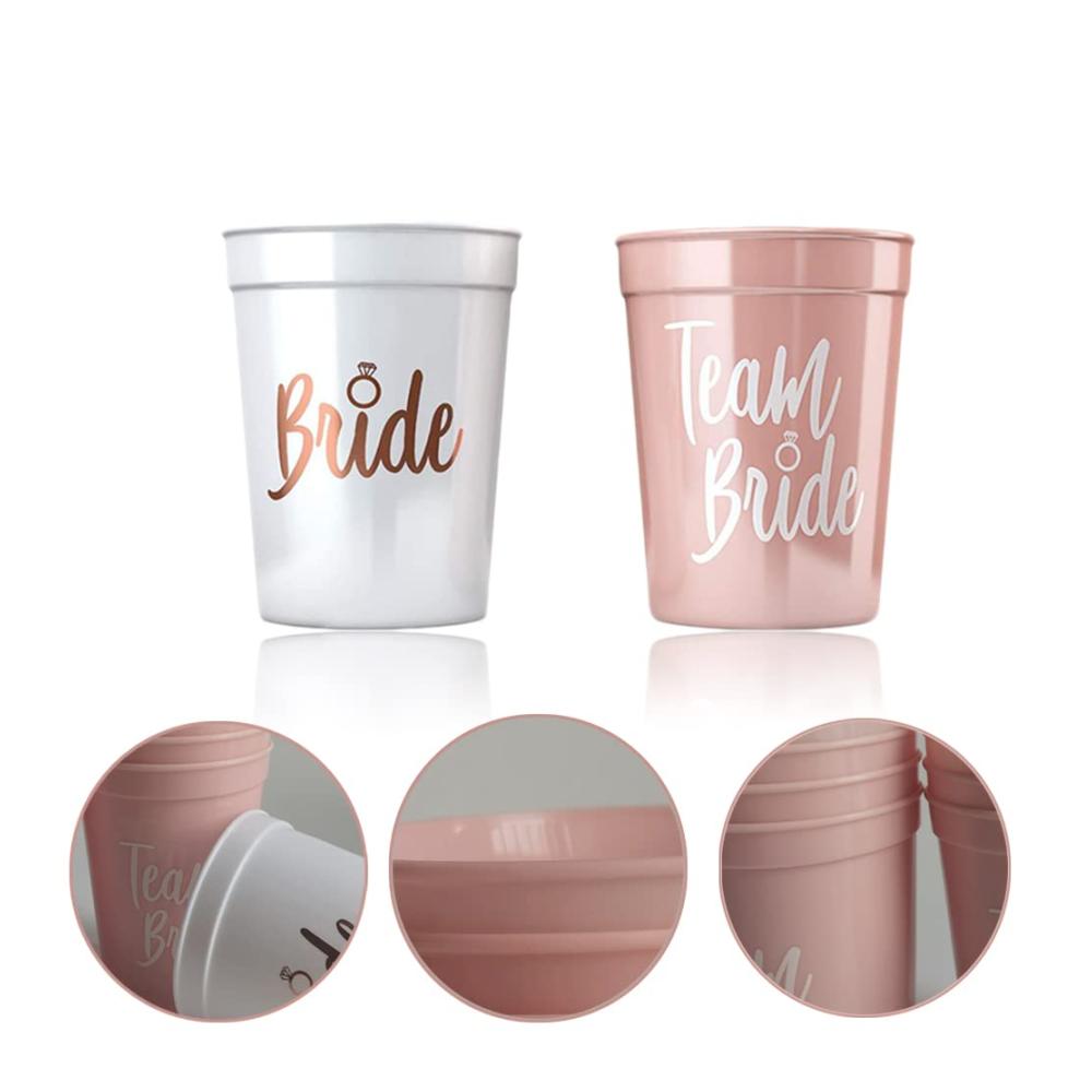 Rosa und Weiß Bride Tribe Cups Set – 11 Stück für Junggesellenabschied & Brautpartys – Hochwertige Trinkbecher für die perfekte Feier mit Brautjungfern. Ideal für stilvolle Tassen-Sammlungen