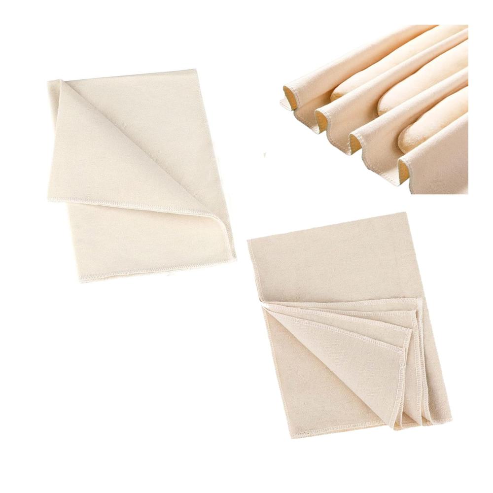 2er Set Gärkörbchen aus natürlichem Rattan mit Leinentuch für perfekte Brotteige | Bäckerzubehör für knuspriges Baguette Sauerteigbrot und mehr | Ideale Teigruhe und Fermentation in der Küche 75x45cm
