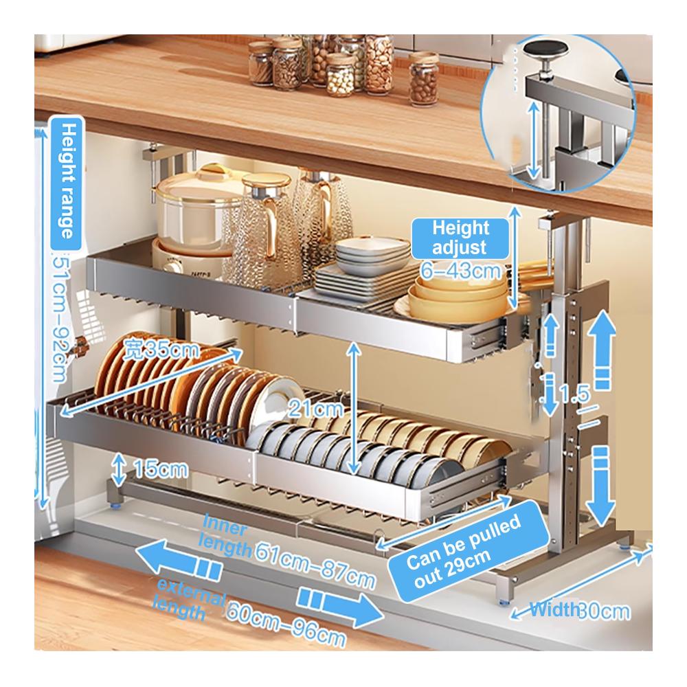 Verstellbare Schrankkörbe Ausziehbares Regal-Organizer-Rack für Küchenschrank Unter-Spüle-Aufbewahrung mit Metallschubladen Optimale Küchen- und Badezimmerorganisation