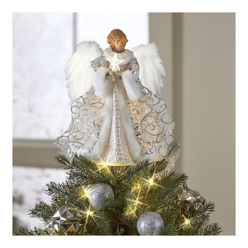 Weihnachtsbaumspitze Engel | Rustikaler Engel Anhänger | Bezaubernde Engelsstatue für Weihnachtsbaumdekoration | Einzigartige Spitzenverzierung