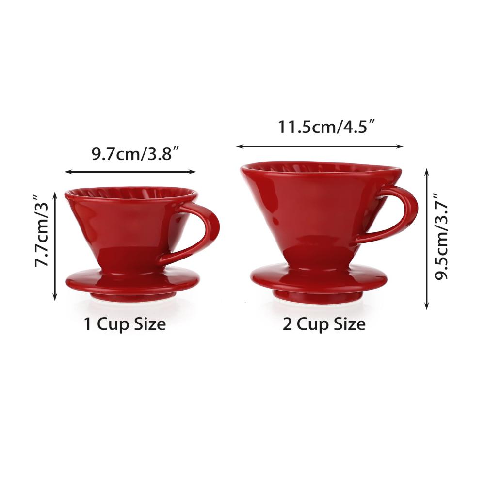 Einwegfilter für aromatischen Kaffeegenuss Kaffeetropfer aus rot glasierte Keramik V-förmig 180 ml klein - ideal für pure