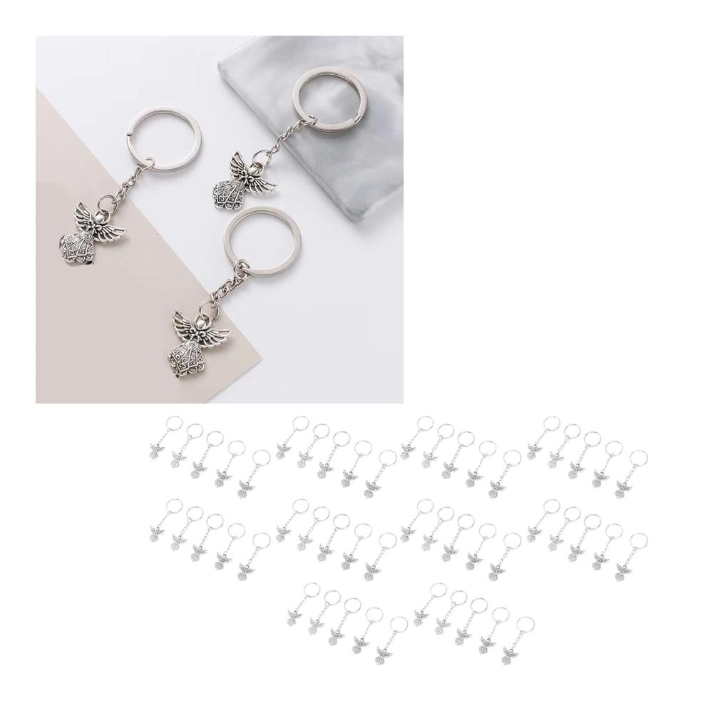 Engel-Schlüsselanhänger für besondere Momente 50 Stück Silberne Schutzengel-Anhänger für Taufen Beerdigungen & Partys - Gastgeschenke für Frauen & Mädchen