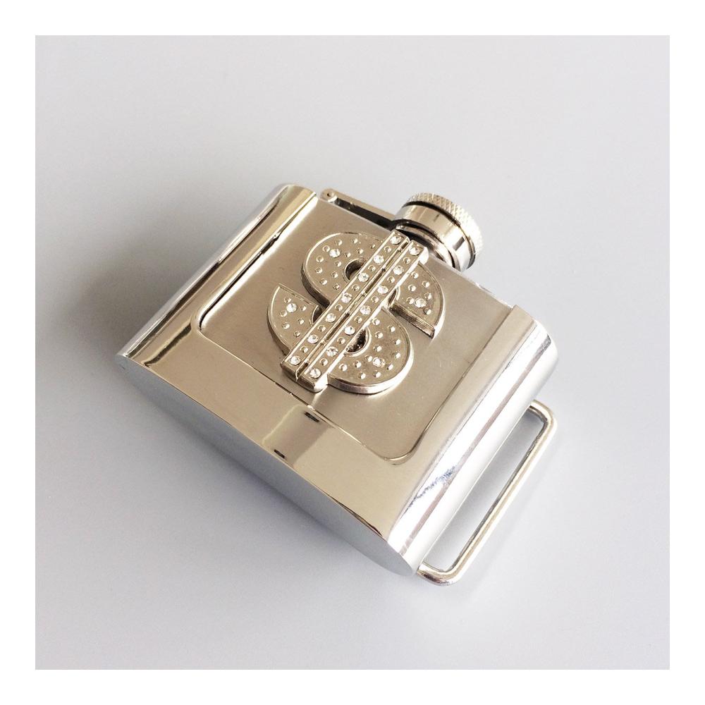 Entdecken Sie den Glanz mit unserer Jean Friend Rhinestone Gürtelschnallen - US Dollar Sign Design! Stilvolle 2-Unzen-Edelstahl-Flachmann-Gürtelschnalle für den ultimativen Flair. Einzigartig und praktisch - Ihr neues Must-Have-Accessoire
