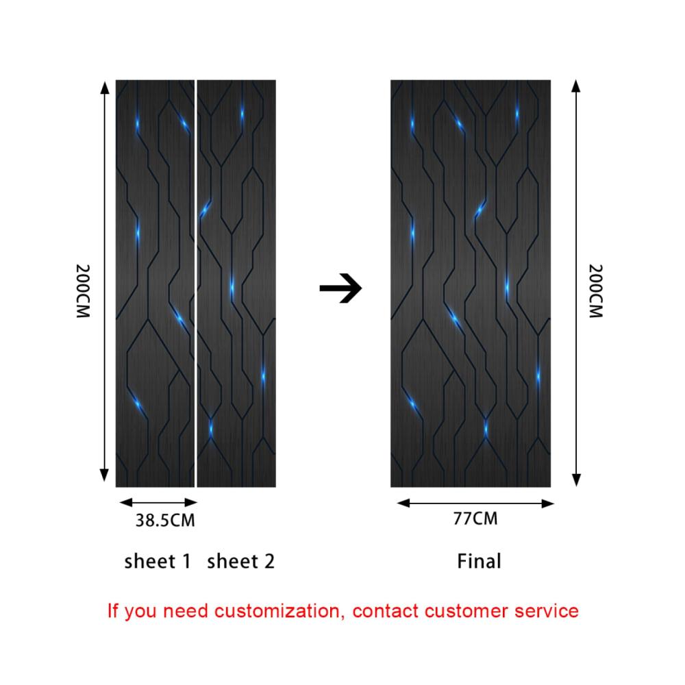 Erfrischen Sie Ihr Zuhause! Schwarz Blau Abstrakt 3D Türtapete Selbstklebend - Wasserdicht Abnehmbar & Stilvoll! Wohnzimmer Tür Aufkleber - PVC Türaufkleber für einzigartige Akzente! (88x200cm