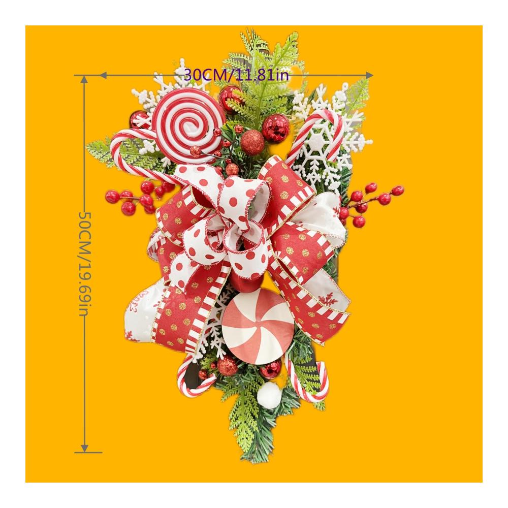 Erstaunlicher Weihnachtskranz 63 x 11 Zoll - Echte Handwerkskunst mit Candy Upside Down Tree Simulation - Perfekte Dekoration für Partys Tische Kamine und Verandawände - Einzigartige handgefertigte Festtags-Haustürdekorationen für eine festliche
