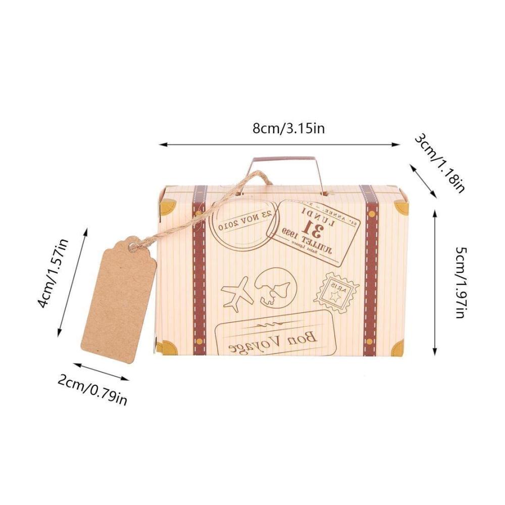 Exquisite Hochzeitsdekoration 50 stilvolle Koffer-Favoritenschachteln für unvergessliche Zeremonien. Vintage Boxen als süße Geschenke perfekt für Reise-Themenpartys und Hochzeiten