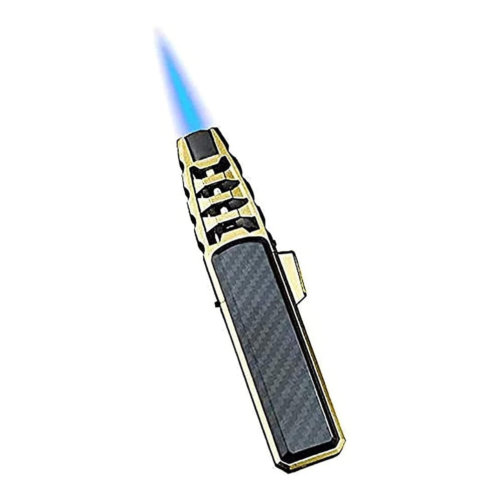 Küchenbrenner Profi Jet Butan Feuerzeug Winddicht nachfüllbar Metallgehäuse Turbo-Flamme – Perfektes Geschenk für Männer (Schwarz