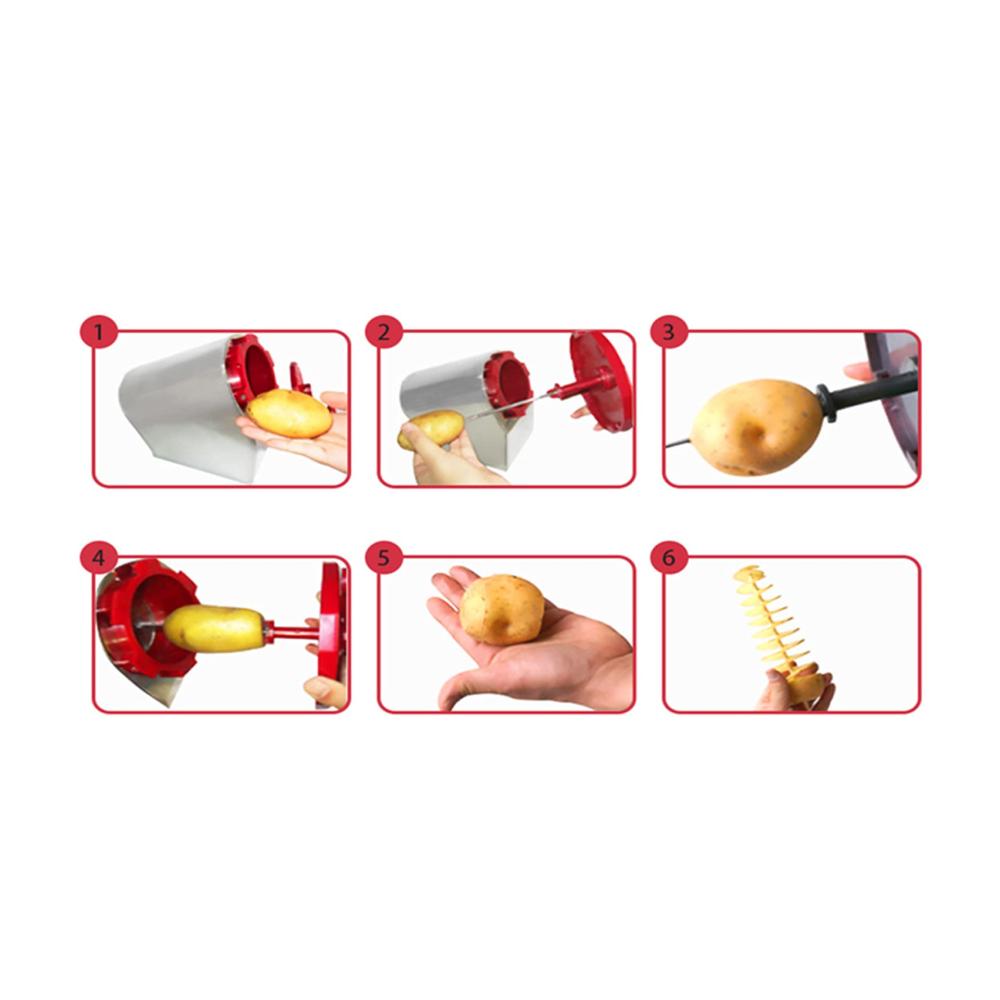 Entdecken Sie die Perfektion Manuelle Kartoffelschneidemaschine - Ideal für Spiral-Kartoffelschnitte und Gemüseschneiden - Inklusive hochwertiger 3* Edelstahlklingen