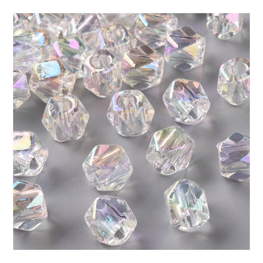 100 Stück klare Acrylperlen AB-Farbe transparent unregelmäßige Form Abstandshalter für DIY-Armbänder Schmuckherstellung | Hochwertige Schmuckperlen & Zubehör-Set für kreative Designs | Glänzende Akzente für einzigartige Handarbeiten