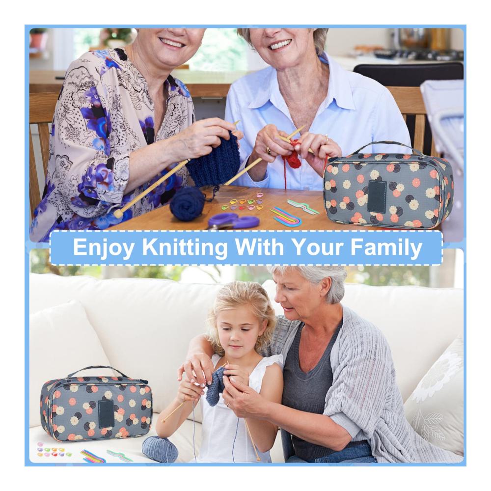 Erleben Sie das Vergnügen des Strickens mit Aeelike Blauen Blumen Stricknadeln! Einzelne Spitze für Socken 2-10 mm Bambus-Set mit Tasche. 25 cm Länge ideal für Anfänger Kinder und Großmütter. Stricken Sie stilvoll und bequem