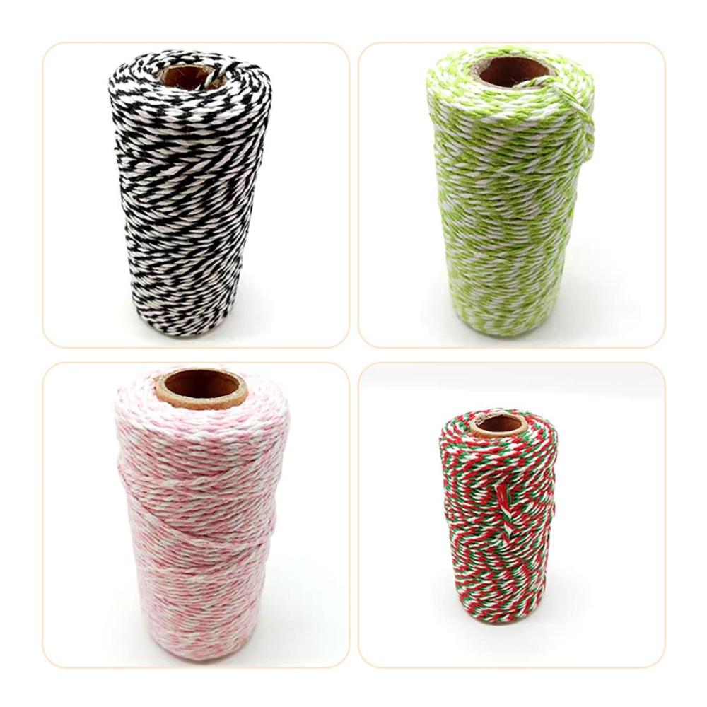 Häkel- & Strickgarn Bunt gemischtes Baumwollgarn 200m für Floristik Geschenke DIY-Kunst Etiketten Backen Gartenarbeit & Metzgerei (2 mm