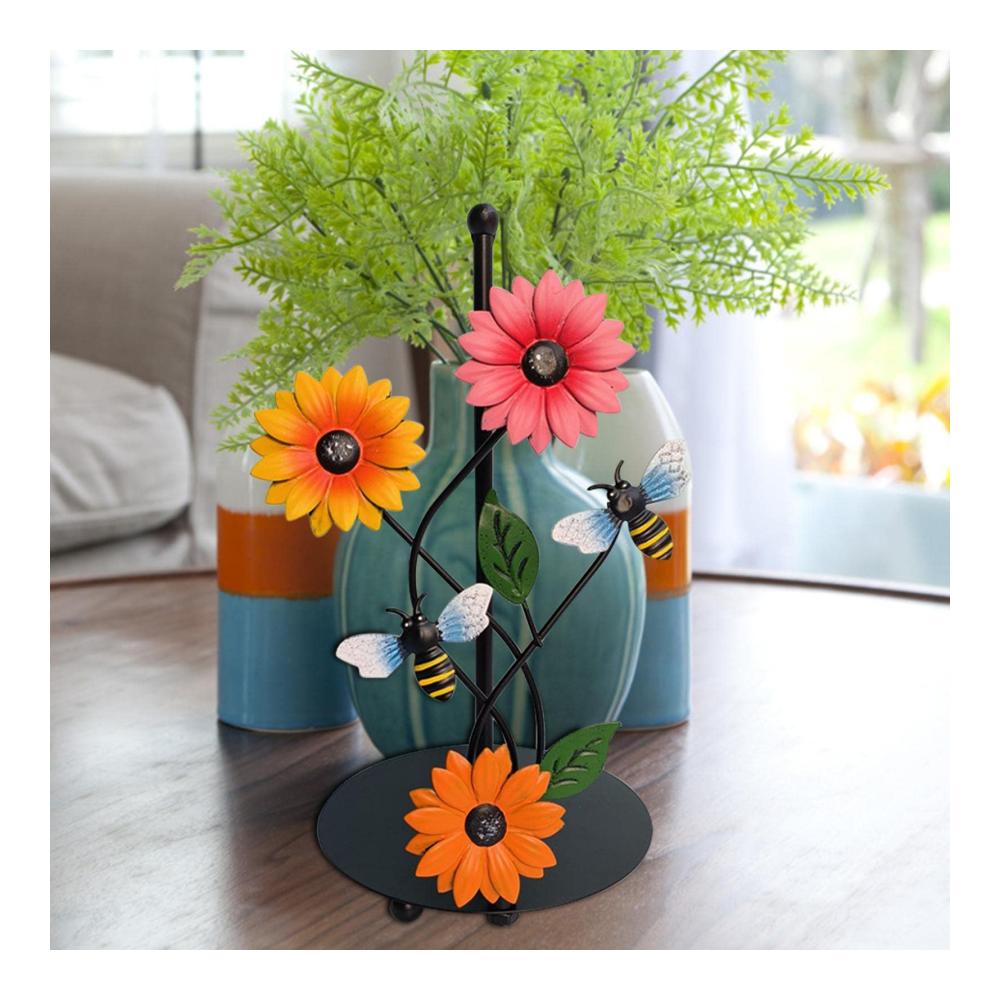 Küchenrollenhalter Sonnenblumen-Design | Stabiler Papierhandtuchständer für Küche und Gastronomie | Platzsparend | 18x33cm | Ideal für Zuhause
