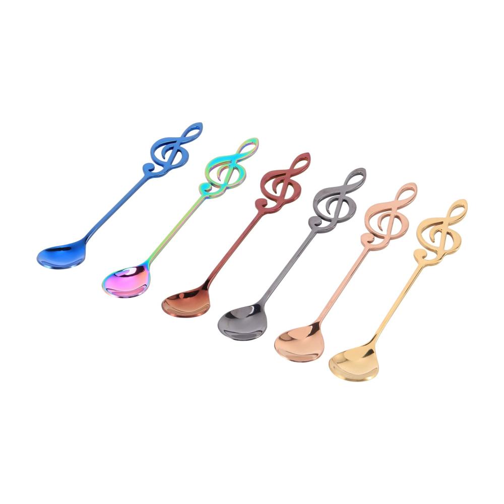 Hochwertige Kaffee- & Mokkalöffel Set - 6er Pack Musiktasten-Design aus 18/10 Edelstahl - Ideal für Kaffeegenuss mit Stil - Perfektes Geschenk für Musikliebhaber und Kaffe