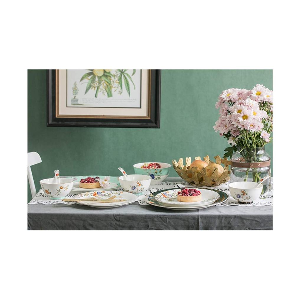 Exklusive Pastoral Bone China Speiseteller - Edle Porzellan Kuchenteller Set für ein stilvolles Dinner - Retro Design Obstschale Steak & Pasta Teller - Hochwertiges Keramikgeschirr in Blau (3er Set