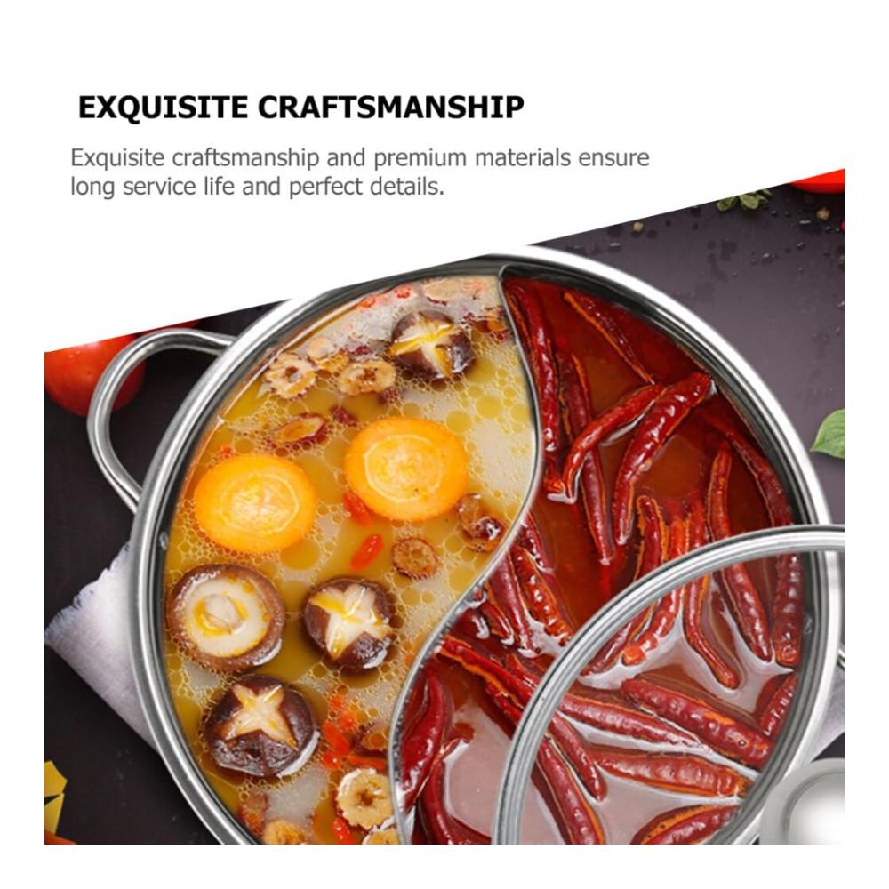Edelstahl-Shabu-Hot Pot Set | 2-Fächer Chinesischer Suppentopf | 11 Zoll Induktions-Ramen-Kocher | Hochwertiges Kochgeschirr für Gasherd | Töpfe & Pfannen für köstliche Küchenerlebnisse