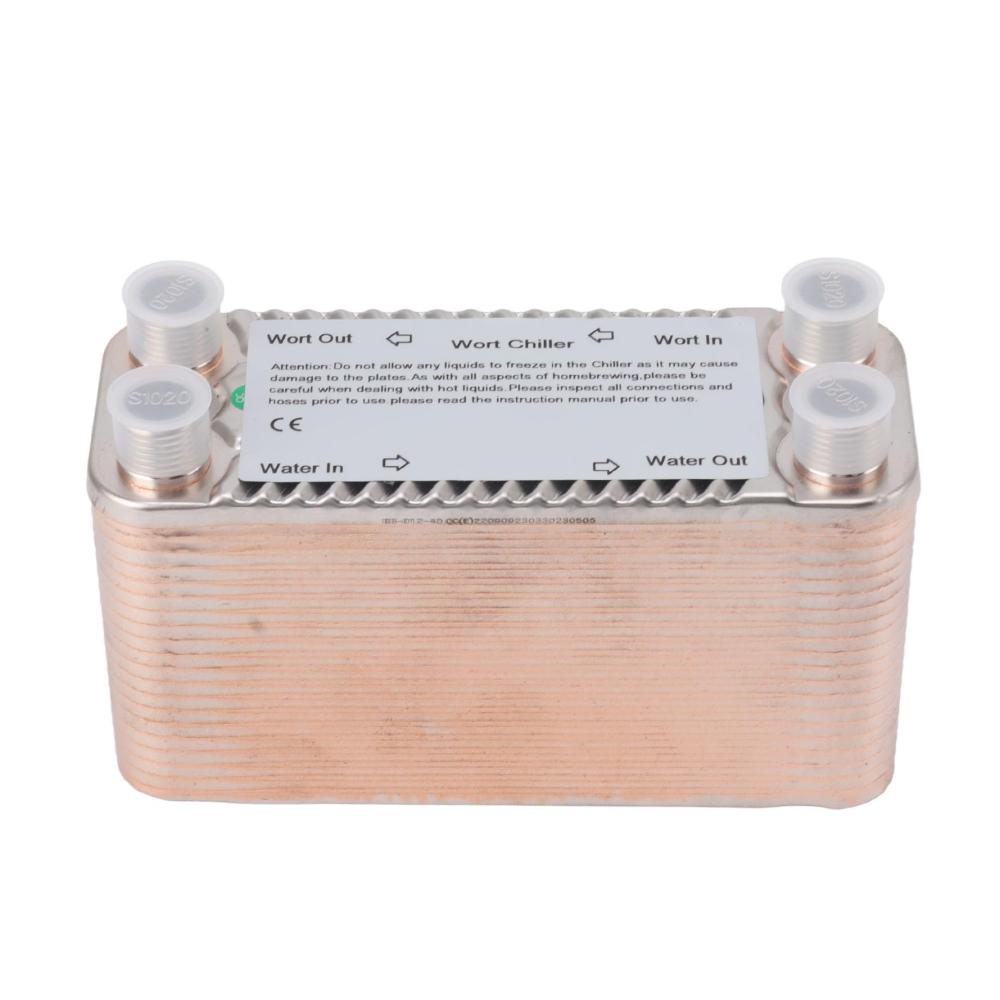 Edelstahl Gegenstromkühler mit NPT1/2-Gewinde | Abkühlgitter für Warmwasserbereitung | Hocheffizienter 40-Platten-Wärmetauscher
