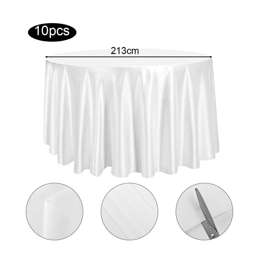 10er Packung Weiße Einweg-Tischdecken aus Kunststoff für Runde Tische - Perfekt für Hochzeiten Bierzeltgarnituren Geburtstagsfeiern & Bra