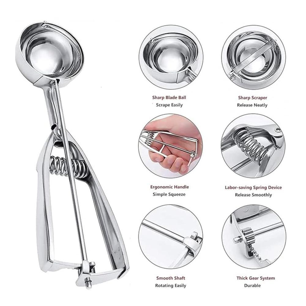 Entdecken Sie das Ultimative Eisportionierer Set aus Edelstahl – 3-teiliges Set für perfekte Kreationen mit Eis Obst Püree & Keksen! Ideal für Cupcakes Muffins & Fleischbällchen jeder Größe
